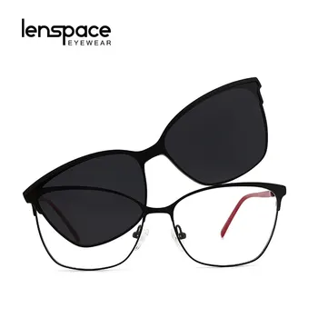 Lenspace Polarizirana Okrogla sončna Očala Ženske Magnetna Sponka Na Očala, Optično iz Nerjavečega Pribor za Moške Očala Okvirji