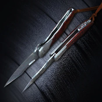 VG10 Damask Jekla, Zložljiv Žepni Nož Snakewood Ročaj Flipper Majhen Nož z Tulec Prostem Kampiranje EOS Orodje za Moške