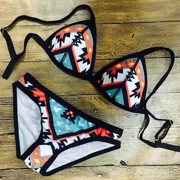 2017 Hot Design Retro Slog Preprost Model Brazilski Seksi Tiskanje Kopalke Bikini Povodcem Oblazinjeni Biquinis Feminino Kopalke 10