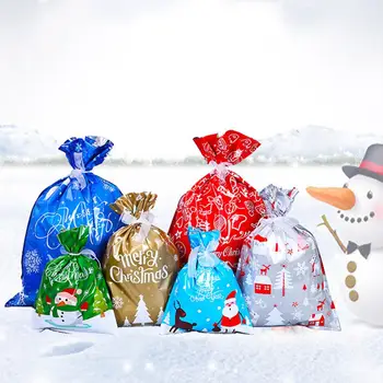 30pcs Vesel Božič Vrvico Plastičnih Sladkarije Vrečko Vrečko Darilo Snežinka Elk Candy Bag Srečno Novo Leto 2020 Božični Party Supplies