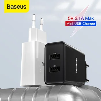 Baseus 5V 2.1 Dvojno USB Polnilec za Samsung Mobilni Telefon Xiaomi Polnilnik Hitro Potovanje Adapter za iPhone Polnilec EU Plug