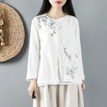 Max LuLu Novi Kitajski Slog 2020 Poletje Ženske Letnik Vrhovi Ženske Priložnostne Vezenje Na Majice, Ženske Cvetlični Svoboden Prevelik Bluze
