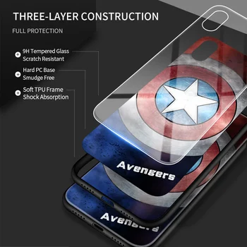 Telefon Primeru Za Huawei Y5 Y6 2018 Y7 Pro Y9 Prime 2019 Y6s Y9s Y7P 2020 Marvel Superheroj Ohišje Luksuzni Kaljenega Stekla Nazaj Kritje