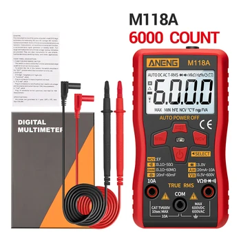 M118A Mini Digitalni Multimeter Tester Samodejno Obseg Multimeter True Rms Ampermeter Metrov z NKV Podatkov Držite 6000counts Svetilka