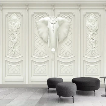 Po meri Moralno Ozadje 3D Stereoskopski Reliefni Slon Evropski Stil Dnevna Soba, Spalnica Ozadju Wall Art Foto Stene Papirja