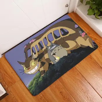 Flanela anti-slip preproge Totoro mačka srčkan živali natisnjeni Pravokotne Mat 40*60 cm Vhod Doormats Stroj Kuhinja Tla, Kopalnica