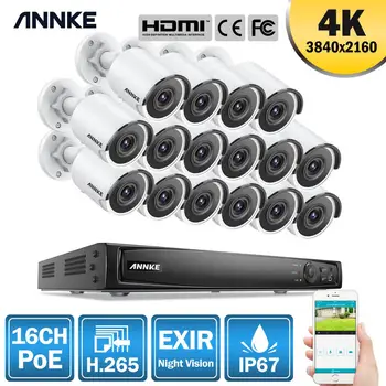 ANNKE 16CH 4K Ultra HD POE Omrežna Video Varnostni Sistem 8MP H. 265 NVR Z 16X 8MP 30 m EXIR Night Vision Vremensko IP Kamere