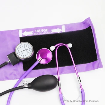 Klasična Vijolično Krvni Tlak Monitor BP Hlačnice Nastavite Odraslih Roko Aneroid Sphygmomanometer z Eno Glavo Srčkan Stetoskop