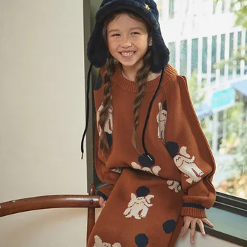 Koreja LIMITE Pozimi Fant Dekle Pulover Otroci Bombaž Topel Pulover, Pletene Cardigan Baby Girl Obleke Puloverju Pulover