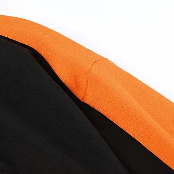 Fitshinling Mozaik Bombaža ženska Majica Odrezana Hoodie Black Orange Moda Sudadera Mujer Ulične Sweatshirts Jeseni