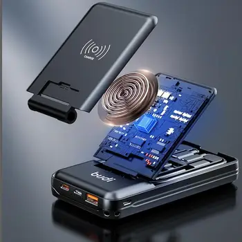 BUDI Univerzalni Brezžični Polnilnik Multi-funkcijo Power Bank Smart vmesniško Kartico za Shranjevanje Podatkov Kabla USB Box za iPhone Xiaomi Huawei