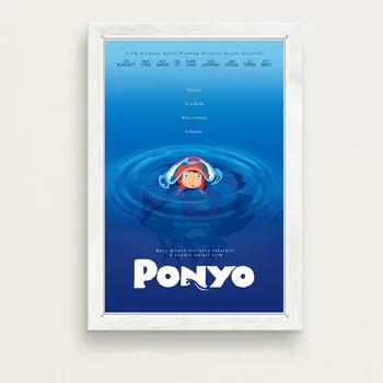 Hayao Miyazaki Anime Film Plakat Ponyo Na Cliff ob Morju Wall Art Platno Slikarstvo Sliko za Dnevni Sobi Doma Dekor