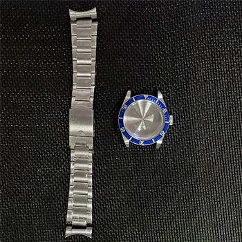 41MM Aluminijasto Ploščo Obroč iz Nerjavečega Jekla Watch Primeru Watchband Komplet za NH35 Watch Gibanje rezervnih Delov