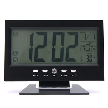 Črn Digitalni LCD Namizni Koledar Temperatura Namizja Zaslona, Zvočni Nadzor, Alarm