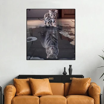 Polno 5D Diy Daimond Slikarstvo Živali, Mačke, Da Tiger 3D Diamond Slikarstvo Krog Okrasnih Polno Diamant Slikarstvo Vezenje