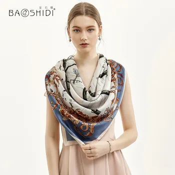[BAOSHIDI ] Svile Šal,16m/m 106*106cm Infinity Kvadratnih Rute,Ročno Valjana,Moda naravna svileni šal za lady Ženske