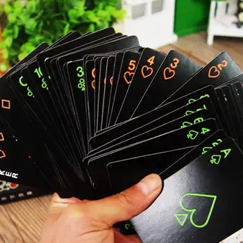 Črna Svetlobni Fluorescentna Kart za Poker igralnih kart Žareti V Temno Bar Stranka KTV Noč Svetlobna Zbirka Posebni Poker