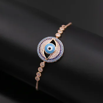 Modni nakit baker mozaik, poln kamen polje verige lahko prilagodite velikost votlih modre oči krog blagovne znamke zapestnica