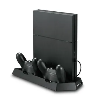 Najnovejši Navpično Stojalo Hladilni Ventilator Polnilec za PS4 Slim & Konzolo PS4 Dvojno polnilno Postajo za Playstation 4 Krmilniki