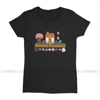 Živali, ki Prečkajo Pixel Hiša Ženske Tshirt Vrhovi Tees Ulzzang Čistega Bombaža T-shirt za Ženski Krog Vratu Ideja za Darilo Oblačila Grafika