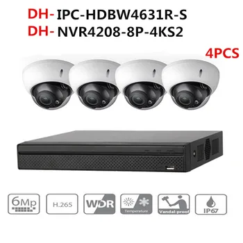Dahua CCTV Kamere Sistema za zaščito, Komplet 4Pcs 6MP IP IR Kamera IPC-HDBW4631R-S & 8POE 4K NVR NVR4208-8P-4KS2 video nadzor