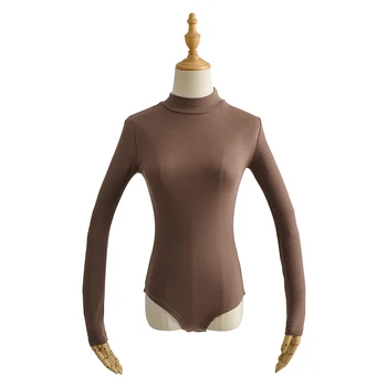 BRADELY MICHELLE Pomlad Jesen Priložnostne Polno rokav pol visok ovratnik pletene bodysuits ženske ulične jumpsuits za ženske vrhovi