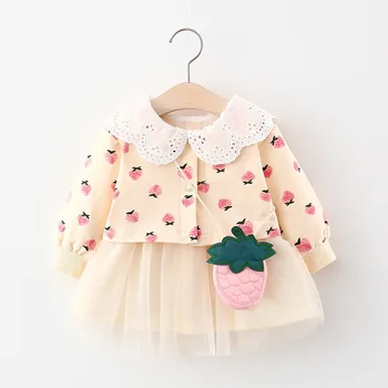 Pomlad newborn baby girl obleke obleke kratko Jopico plašč obleko oblačila za dojenčka baby dekle oblačila 1 leto otroka, rojstni dan sklopov
