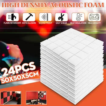 24Pcs 4Colors Studio Zvočno Izolirani Pene Zvočne Absorpcije Zdravljenje Plošča Strešnik Klin Zaščitna Goba 50x50x5cm