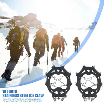 19 Zob Anti-Skid Sneg ledno Plezanje Konice Čevlja Prijemala Dereze Cleats Vrhnji dereze spike čevlji crampon z Carry Bag