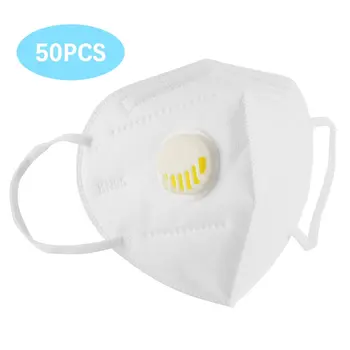 50pcs KN95 Zaščitne Maske 5-plast za Enkratno uporabo Usta Masko Dustproof Protibakterijsko Maska za Dihanje Varnost Masko Z Ventilom