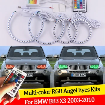 Za BMW X3 E83 2003-2010 16 barv RGB Angel Eyes LED Halo Obroči RF Brezžično Nadzor DRL