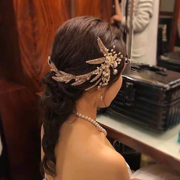 Korejski Ročno Preja Neveste Trakovi Nosorogovo Mehki Cvet, Poročne Hairbands Poročni Dodatki Za Lase Zvečer Headdress