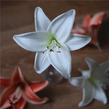 Naravni Pravi Dotik White Tiger Lily DIY Poroke, Poročne Šopke, Centerpieces, Dekorativni umetno Cvetje