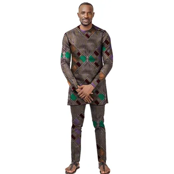 Afriški Moški Majica Ujemanje Pnt Moda Dashiki Vrhovi+Hlače, ki so po Meri Narejene za Moške Obleke iz Ankare Sopihanje, določen Za Stranko