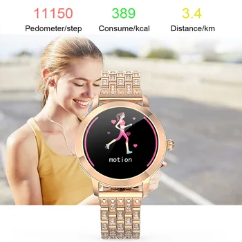 Nadgrajena različica IP68 Vodotesen Pametno Gledati Ženske Srčni utrip Tracker Sport Smartwatch Fitnes Zapestnica Priključite Android, IOS