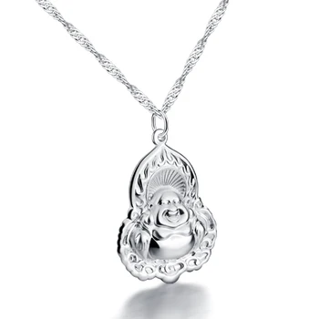 Sterling Srebro Buda Obesek. Ženski 925 trdna sterling srebrna ogrlica blagovne znamke, nakit, ogrlico. Brezplačno pošiljanje verige