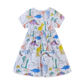 Skoki Metrov Princesa Dekleta Obleke za Poletje Živali Otrok Bombaž Oblačila Dinozavri Baby Obleko Tutu Stranka Obrabe