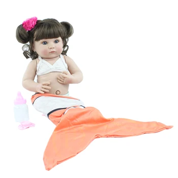 40 cm Polni Silikona Telo Prerojeni morska deklica Baby Doll Igrača Za Dekle Mehko Vinil Mini Dojenčki Bonecas Otroka Okopajte Igrača Otroci Darilo za Rojstni dan