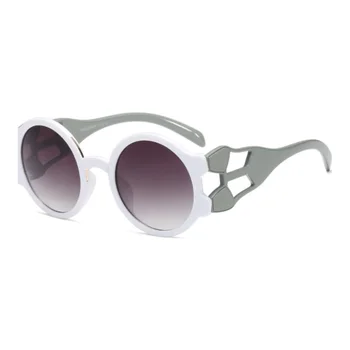 Nov Krog Moderna Sončna Očala Ženske Prevelik Luksuz Blagovne Znamke Velik Okvir Lady Očala Za Sonce Belo Moda Krog Leče Za Očala Letnik