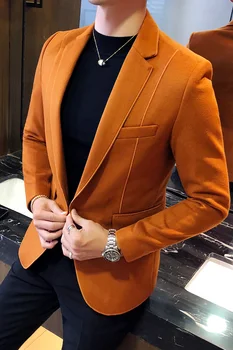 Blazer Moški 3 Barva, Črna, Siva Oranžna Business Casual Men ' Retro Moda Jopič Visoke Kakovosti Vitek Moški Jopič 5xl