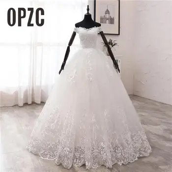 OPZC Nov Prihod Afriki Slog korejski Čipke Aplicirano Poročno Obleko 2020 V Vratu off Ramenski Plus Velikost Poročne Obleke Obleka Princess