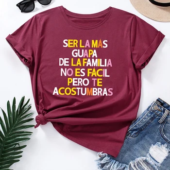 JFUNCY 2021 Poletje Ženske T Shirt je Preprost Španija Pismo Tiskanja Ženski Kratek Rokav Harajuku T-shirt Femme Vrhovi Plus Velikost 5XL Tees