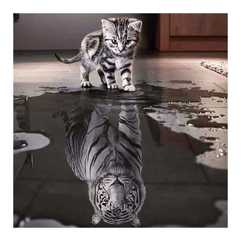 Beli Mladiči Tigri Diamond Slikarstvo Celoten Krog Živali Nove DIY Lepljenje Vaja Križ Vezenje 5D Preprosto Dekoracijo Doma