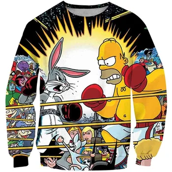 3D Simpson Majica Otroci, Dekleta, Fantje Oblačila, Otroci Dolg Rokav Poliester Jeseni in pozimi Simpsons Oblačila najstnik Vrhovi