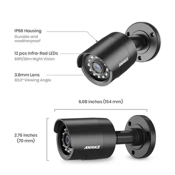 ANNKE 2PCS 1080P nadzorne Kamere 2MP IP66 Nepremočljiva Notranja Zunanja CCTV Kamere Komplet 30 m Night Vision s Pametnimi IR Kamera