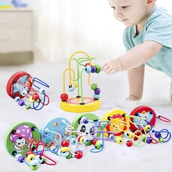 Baby Montessori Izobraževalne Matematike Igrače, Lesene mini Krogih Noge Žice Labirint Roller Coaster Abakus Puzzle igrače Za Otroke Fant Dekle Darilo
