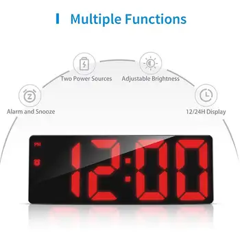 Akril/Ogledalo Alarm Ura LED Digitalna Ura Glasovni Nadzor Dremeža Prikaz Temperature Nočni Način