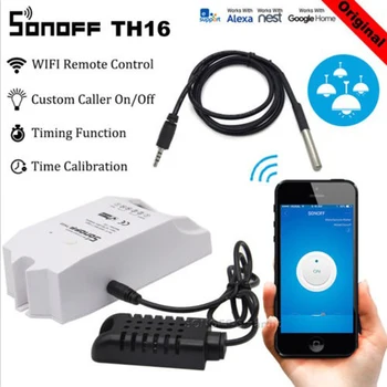 Sonoff TH16 Wifi Smart Stikalo za Spremljanje Temperature in Vlažnosti Smart Stikalo za Avtomatizacijo Doma Kit Dela za Alexa googlova Domača stran