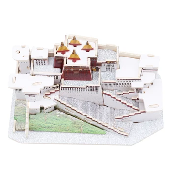 DIY 3D Puzzle Igrača za Otroke Model Puzzle Stavbe Izobraževalne Igrače, Lesene Znan Spot Uganke
