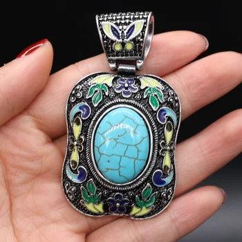 Naravni Poldragi Antique Silver-Barva Obesek Lapis Lazuli Kristalno za Nakit, Izdelava Letnik Ogrlica, Uhani za Ženske